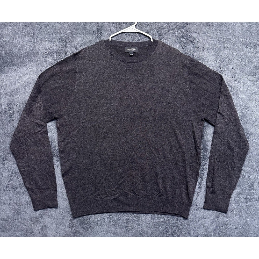 Duchamp Jumper Sweater Mens 2XL Dark Gray Wool Blend Crew Neck Super Soft Casual